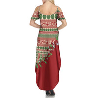 Fiji Marau na Kerisimasi Family Matching Summer Maxi Dress and Hawaiian Shirt Red Tagimoucia Tapa Masi Tribal LT9 - Polynesian Pride