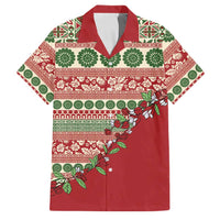 Fiji Marau na Kerisimasi Family Matching Tank Maxi Dress and Hawaiian Shirt Red Tagimoucia Tapa Masi Tribal LT9 Dad's Shirt - Short Sleeve Red - Polynesian Pride
