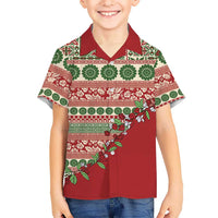 Fiji Marau na Kerisimasi Kid Hawaiian Shirt Red Tagimoucia Tapa Masi Tribal LT9 Kid Red - Polynesian Pride