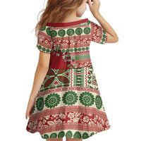 Fiji Marau na Kerisimasi Kid Short Sleeve Dress Red Tagimoucia Tapa Masi Tribal LT9 - Polynesian Pride