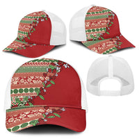 Fiji Marau na Kerisimasi Mesh Trucker Cap Red Tagimoucia Tapa Masi Tribal - Polynesian Pride