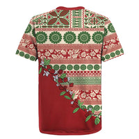 Fiji Marau na Kerisimasi Rugby Jersey Red Tagimoucia Tapa Masi Tribal LT9 - Polynesian Pride