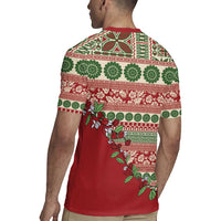 Fiji Marau na Kerisimasi Rugby Jersey Red Tagimoucia Tapa Masi Tribal LT9 - Polynesian Pride