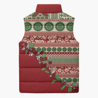 Fiji Marau na Kerisimasi Sleeveless Puffer Jacket Red Tagimoucia Tapa Masi Tribal - Polynesian Pride