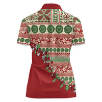 Fiji Marau na Kerisimasi Women Polo Shirt Red Tagimoucia Tapa Masi Tribal - Polynesian Pride
