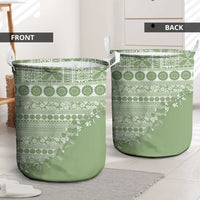 Fiji Marau na Kerisimasi Laundry Basket Sage Green Tagimoucia Tapa Masi Tribal - Polynesian Pride