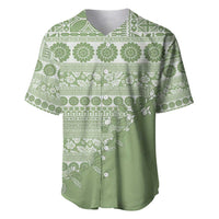 Fiji Marau na Kerisimasi Baseball Jersey Sage Green Tagimoucia Tapa Masi Tribal - Polynesian Pride