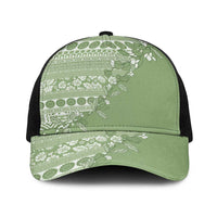 Fiji Marau na Kerisimasi Baseball Net Cap Sage Green Tagimoucia Tapa Masi Tribal LT9 One Size Black Green - Polynesian Pride