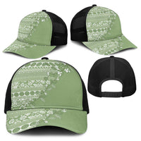 Fiji Marau na Kerisimasi Baseball Net Cap Sage Green Tagimoucia Tapa Masi Tribal LT9 - Polynesian Pride