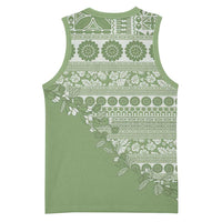 Fiji Marau na Kerisimasi Basketball Jersey Sage Green Tagimoucia Tapa Masi Tribal - Polynesian Pride