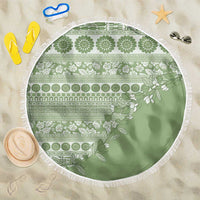 Fiji Marau na Kerisimasi Beach Blanket Sage Green Tagimoucia Tapa Masi Tribal - Polynesian Pride