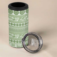 Fiji Marau na Kerisimasi 4 in 1 Can Cooler Tumbler Sage Green Tagimoucia Tapa Masi Tribal - Polynesian Pride