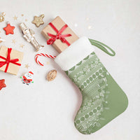 Fiji Marau na Kerisimasi Christmas Stocking Sage Green Tagimoucia Tapa Masi Tribal - Polynesian Pride