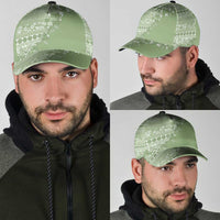 Fiji Marau na Kerisimasi Classic Cap Sage Green Tagimoucia Tapa Masi Tribal LT9 - Polynesian Pride