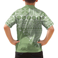 Fiji Marau na Kerisimasi Family Matching Long Sleeve Bodycon Dress and Hawaiian Shirt Sage Green Tagimoucia Tapa Masi Tribal LT9 - Polynesian Pride
