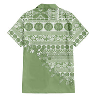 Fiji Marau na Kerisimasi Family Matching Mermaid Dress and Hawaiian Shirt Sage Green Tagimoucia Tapa Masi Tribal LT9 - Polynesian Pride