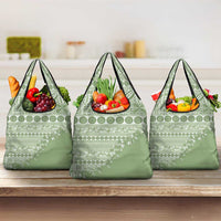 Fiji Marau na Kerisimasi Grocery Bag Sage Green Tagimoucia Tapa Masi Tribal - Polynesian Pride