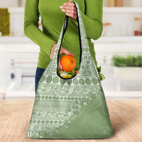 Fiji Marau na Kerisimasi Grocery Bag Sage Green Tagimoucia Tapa Masi Tribal - Polynesian Pride