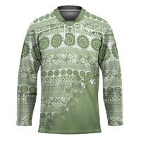 Fiji Marau na Kerisimasi Hockey Jersey Sage Green Tagimoucia Tapa Masi Tribal - Polynesian Pride