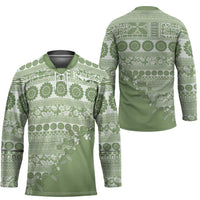 Fiji Marau na Kerisimasi Hockey Jersey Sage Green Tagimoucia Tapa Masi Tribal - Polynesian Pride