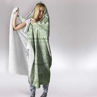 Fiji Marau na Kerisimasi Hooded Blanket Sage Green Tagimoucia Tapa Masi Tribal - Polynesian Pride