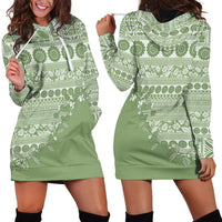 Fiji Marau na Kerisimasi Hoodie Dress Sage Green Tagimoucia Tapa Masi Tribal - Polynesian Pride