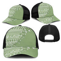 Fiji Marau na Kerisimasi Mesh Trucker Cap Sage Green Tagimoucia Tapa Masi Tribal LT9 - Polynesian Pride