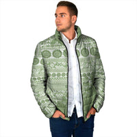 Fiji Marau na Kerisimasi Padded Jacket Sage Green Tagimoucia Tapa Masi Tribal - Polynesian Pride
