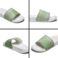 Fiji Marau na Kerisimasi Slide Sandals Sage Green Tagimoucia Tapa Masi Tribal - Polynesian Pride