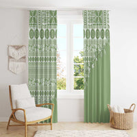 Fiji Marau na Kerisimasi Window Curtain Sage Green Tagimoucia Tapa Masi Tribal - Polynesian Pride