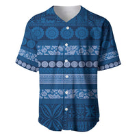 Fiji Marau na Kerisimasi Baseball Jersey Blue Tapa Masi Inspired Christmas - Polynesian Pride