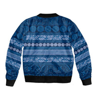 Fiji Marau na Kerisimasi Bomber Jacket Blue Tapa Masi Inspired Christmas - Polynesian Pride
