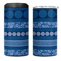 Fiji Marau na Kerisimasi 4 in 1 Can Cooler Tumbler Blue Tapa Masi Inspired Christmas - Polynesian Pride