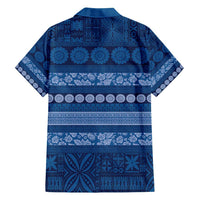 Fiji Marau na Kerisimasi Family Matching Long Sleeve Bodycon Dress and Hawaiian Shirt Blue Tapa Masi Inspired Christmas LT9 - Polynesian Pride