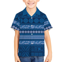 Fiji Marau na Kerisimasi Family Matching Mermaid Dress and Hawaiian Shirt Blue Tapa Masi Inspired Christmas LT9 Son's Shirt Blue - Polynesian Pride