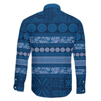 Fiji Marau na Kerisimasi Family Matching Off Shoulder Short Dress and Hawaiian Shirt Blue Tapa Masi Inspired Christmas LT9 - Polynesian Pride