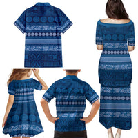 Fiji Marau na Kerisimasi Family Matching Puletasi and Hawaiian Shirt Blue Tapa Masi Inspired Christmas LT9 - Polynesian Pride