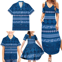 Fiji Marau na Kerisimasi Family Matching Summer Maxi Dress and Hawaiian Shirt Blue Tapa Masi Inspired Christmas LT9 - Polynesian Pride