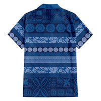 Fiji Marau na Kerisimasi Family Matching Tank Maxi Dress and Hawaiian Shirt Blue Tapa Masi Inspired Christmas LT9 - Polynesian Pride