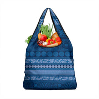 Fiji Marau na Kerisimasi Grocery Bag Blue Tapa Masi Inspired Christmas - Polynesian Pride