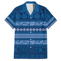 Fiji Marau na Kerisimasi Hawaiian Shirt Blue Tapa Masi Inspired Christmas LT9 Blue - Polynesian Pride