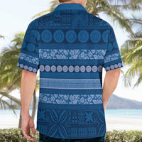 Fiji Marau na Kerisimasi Hawaiian Shirt Blue Tapa Masi Inspired Christmas LT9 - Polynesian Pride