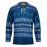 Fiji Marau na Kerisimasi Hockey Jersey Blue Tapa Masi Inspired Christmas LT9 Unisex Blue - Polynesian Pride