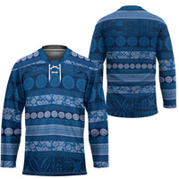 Fiji Marau na Kerisimasi Hockey Jersey Blue Tapa Masi Inspired Christmas LT9 - Polynesian Pride