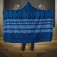 Fiji Marau na Kerisimasi Hooded Blanket Blue Tapa Masi Inspired Christmas - Polynesian Pride