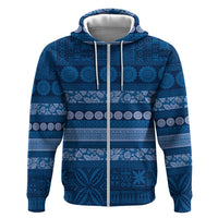 Fiji Marau na Kerisimasi Hoodie Blue Tapa Masi Inspired Christmas - Polynesian Pride