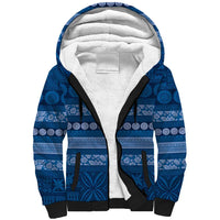 Fiji Marau na Kerisimasi Sherpa Hoodie Blue Tapa Masi Inspired Christmas - Polynesian Pride