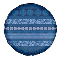 Fiji Marau na Kerisimasi Spare Tire Cover Blue Tapa Masi Inspired Christmas - Polynesian Pride