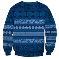 Fiji Marau na Kerisimasi Sweatshirt Blue Tapa Masi Inspired Christmas - Polynesian Pride