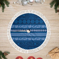 Fiji Marau na Kerisimasi Tree Skirt Blue Tapa Masi Inspired Christmas - Polynesian Pride